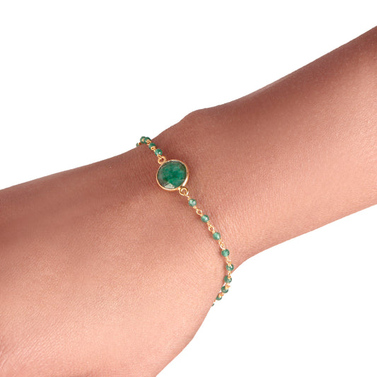 925 Sterling Silver Gold Plated Emerald Bracelet for Women Gold Plated Gemstone Bracelet Elegant Jewelry Gift for Her