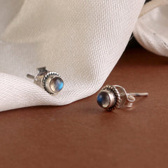 925 Sterling Silver Labradorite Eartops for Women | Natural Gemstone Jewelry | Elegant Gift