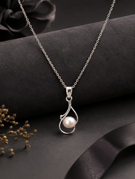 925 Sterling Silver Natural Pearl Pendant for Women Teardrop Design