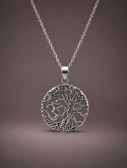 925 Sterling Silver Round Tree of Life Pendant Openwork Nature Inspired Design