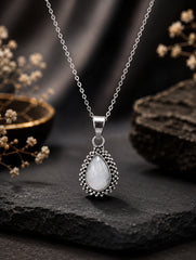925 Sterling Silver Moonstone Gemstone Teardrop Pendant for Women