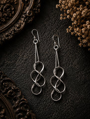 925 Sterling Silver Infinity Design Long Dangle Earrings for Women