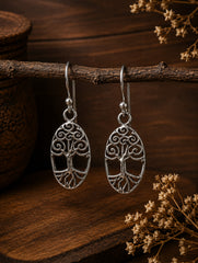 925 Sterling Silver Tree Pattern Hanging Earrings