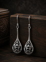925 Sterling Silver Long Teardrop Dangle Earrings