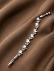 925 Sterling Silver Moonstone Gemstone Leaf Design Bracelet For women & Girls