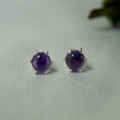 Bindi –  Amethyst Silver Stud Earrings