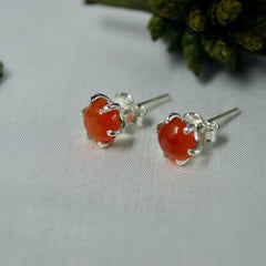 Bindi – Carnelian Silver Stud Earrings