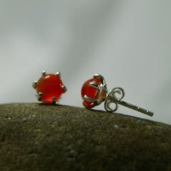 Bindi – Carnelian Silver Stud Earrings