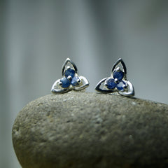 925 Silver Blue Sapphire Sterling Silver Eartops - Elegant Gemstone Jewelry Timeless Design for Everyday Wear