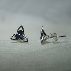 925 Silver Blue Sapphire Sterling Silver Eartops - Elegant Gemstone Jewelry Timeless Design for Everyday Wear