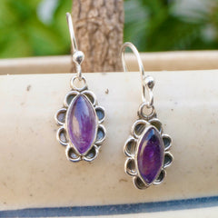 925 Silver Amethyst Oval Drop Earrings