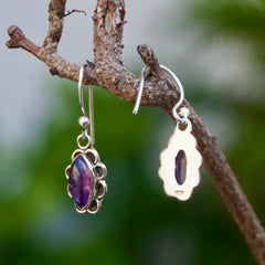925 Silver Amethyst Oval Drop Earrings