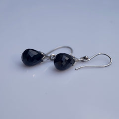 925 Silver Black Onyx Oval Gemstone Drop Earrings