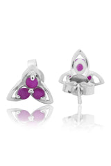 925 Sterling Silver Ruby Earrings for Women | Handcrafted Red Gemstone Jewelry | Classic and Stylish Design |