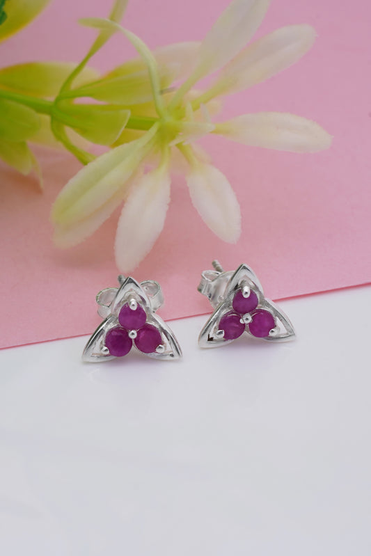 925 Sterling Silver Ruby Earrings for Women | Handcrafted Red Gemstone Jewelry | Classic and Stylish Design |