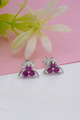 925 Sterling Silver Ruby Earrings for Women | Handcrafted Red Gemstone Jewelry | Classic and Stylish Design |