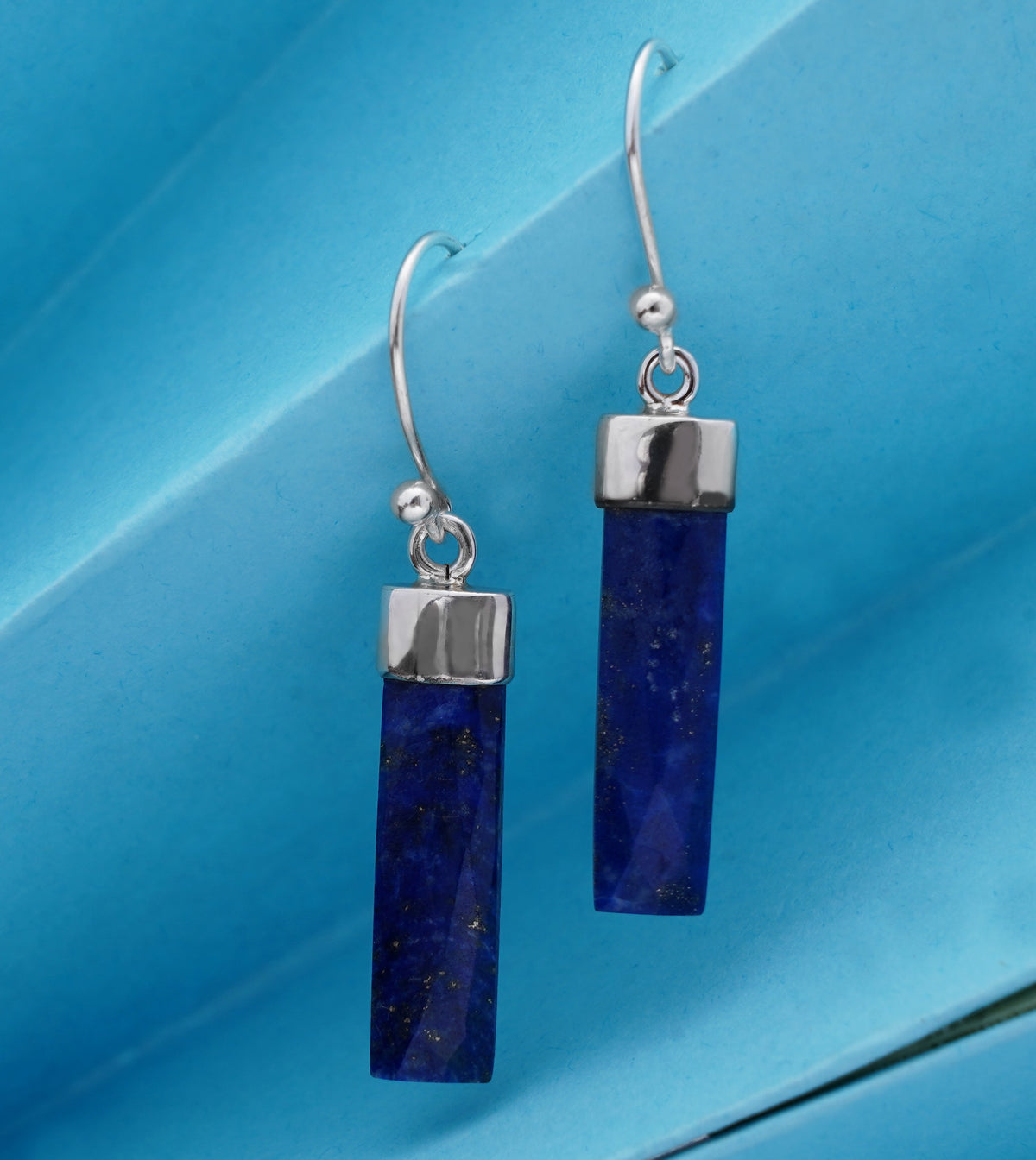 Fusionari 925 Sterling Silver Lapis Earrings for Women | Blue Gemstone Jewelry | Handcrafted Designer Gift