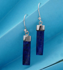 Fusionari 925 Sterling Silver Lapis Earrings for Women | Blue Gemstone Jewelry | Handcrafted Designer Gift