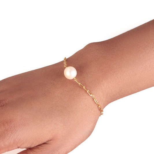 925 Sterling Silver Gold Plated Pearl Bracelet for Women Gold Plated Pearl Bracelet Elegant Jewelry Gift for Her