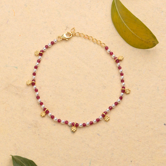 925 Sterling Silver Gold Plated  Ruby Bracelet for Women Gold Plated Gemstone Bracelet Elegant Jewelry Gift for Her