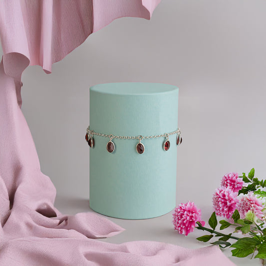 925 Sterling Silver Garnet Bracelet  Classic and Elegant Design (Copy)