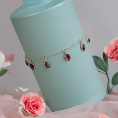 925 Sterling Silver Garnet Bracelet  Classic and Elegant Design (Copy)