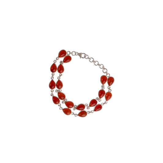 925 Silver Double-Line Carnelian Teardrop Bracelet in Sterling Silver – Elegant and Timeless Jewelry for Every Occasion