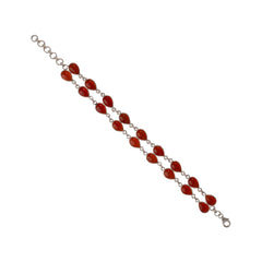 925 Silver Double-Line Carnelian Teardrop Bracelet in Sterling Silver – Elegant and Timeless Jewelry for Every Occasion