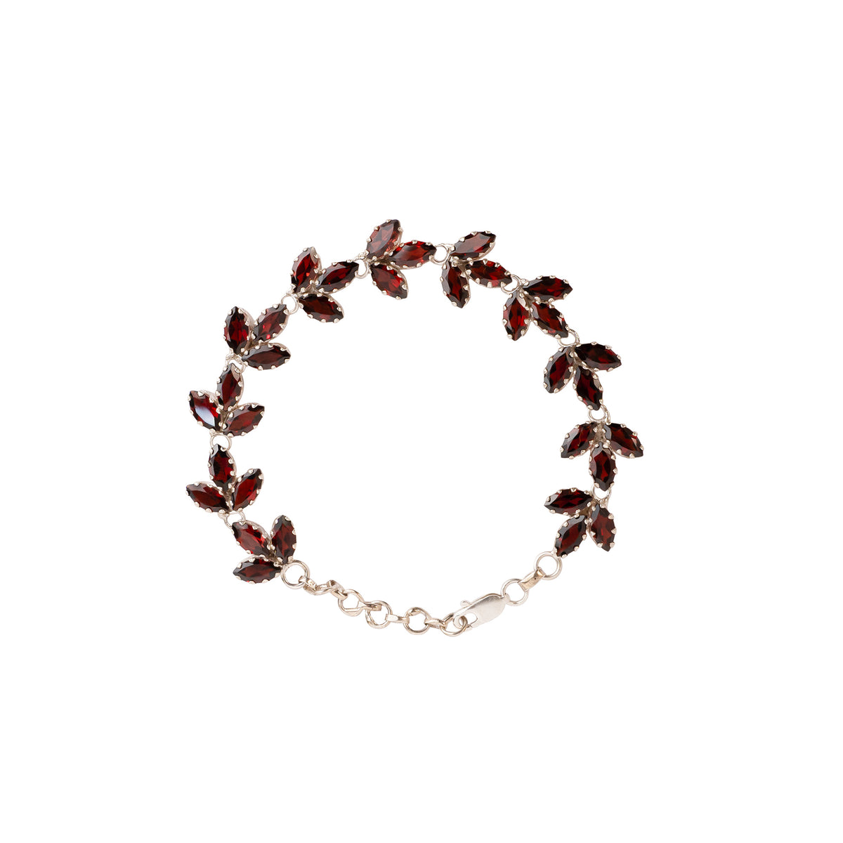 925 Silver Elegant Garnet Marquise-Cut Stone Bracelet in Sterling Silver – Timeless and Sophisticated Jewelry for Every Occasion