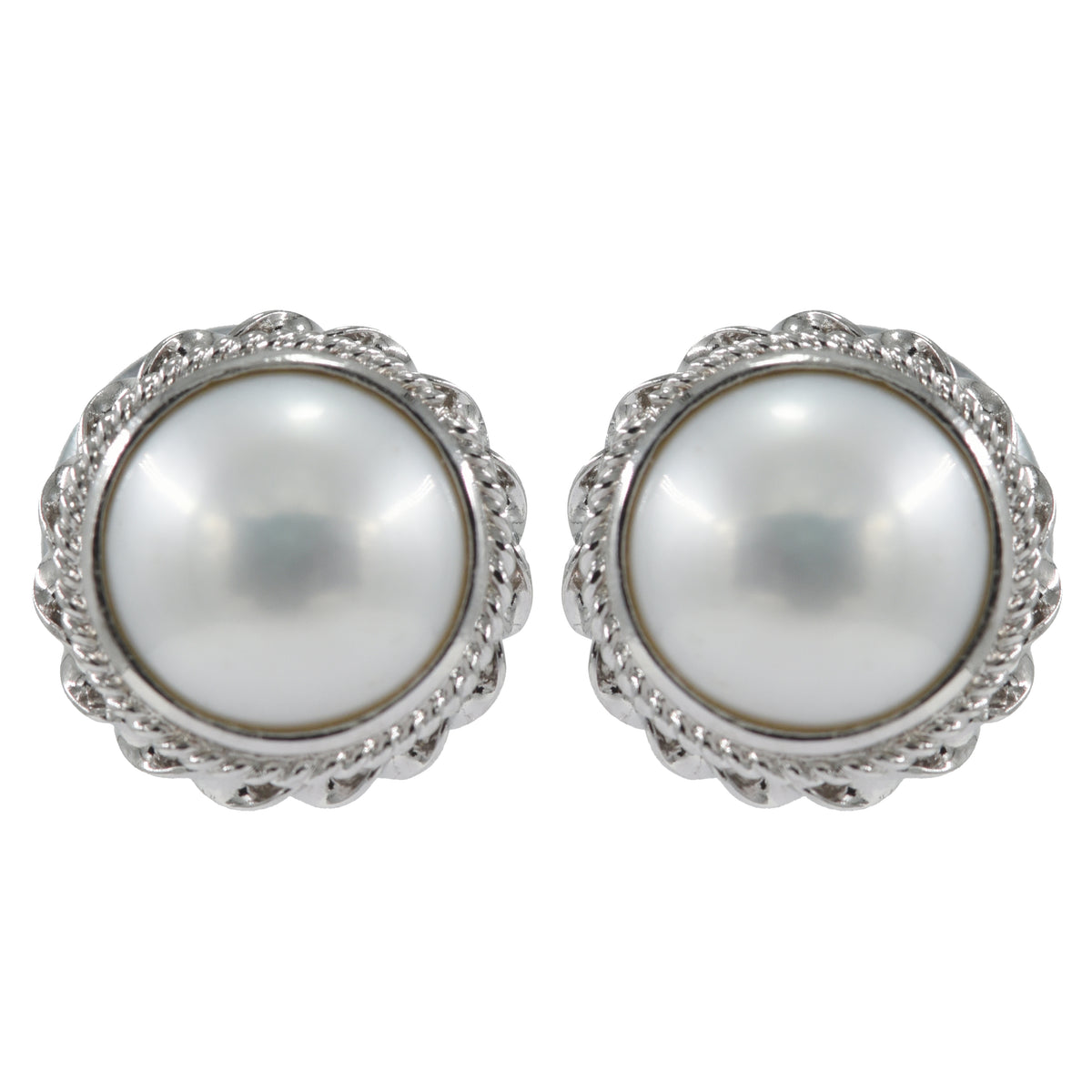 925 Silver Pearl Stud Earrings – Elegant 10mm Round Design for Women & Girls