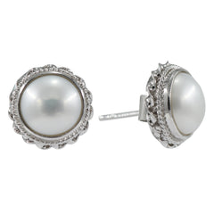 925 Silver Pearl Stud Earrings – Elegant 10mm Round Design for Women & Girls