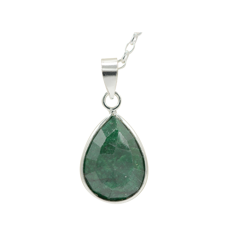 Sterling Silver Pendant with Natural Emerald – Gift of Elegance