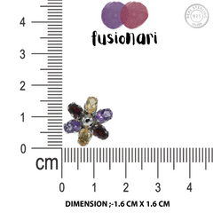 925 Silver Multi-Gemstone Flower Eartops – Garnet, Amethyst, Citrine, Rhodium-Plated