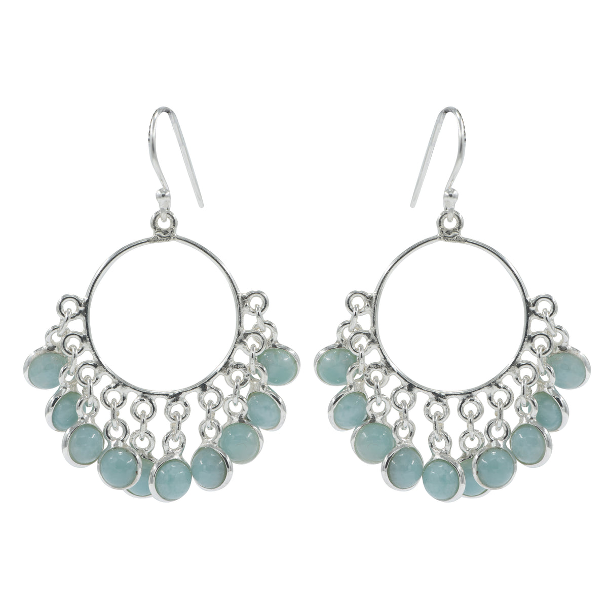 Silver Larimar Stone Earrings – Healing Crystal for Balance & Stress Relief, for Women & Girls