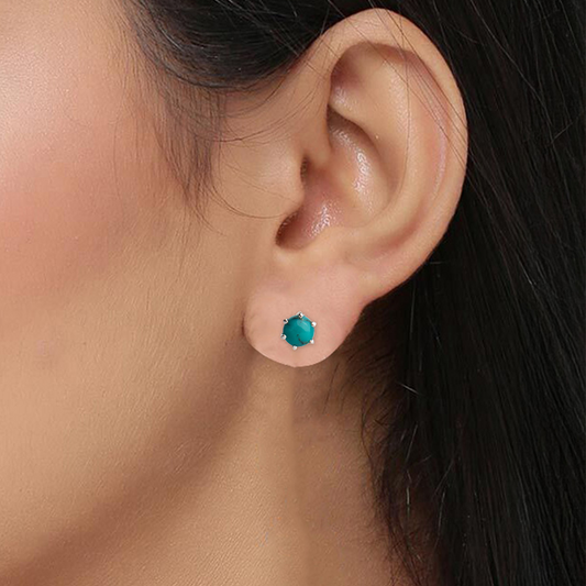 925 Silver Turquoise Gemstone Sterling Silver Eartops - Elegant Design, Lightweight, Perfect for Everyday Wear