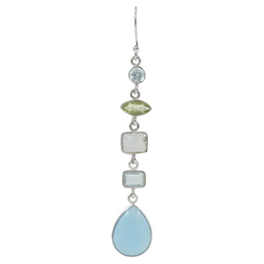 Silver Multi-Stone Earrings with 5 Gemstones – Colorful & Elegant Jewelry for Women and Girls | Perfect for Everyday Wear & Special Occasions