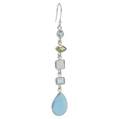 Silver Multi-Stone Earrings with 5 Gemstones – Colorful & Elegant Jewelry for Women and Girls | Perfect for Everyday Wear & Special Occasions