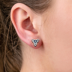 925 Silver Blue Sapphire Sterling Silver Eartops - Elegant Gemstone Jewelry Timeless Design for Everyday Wear