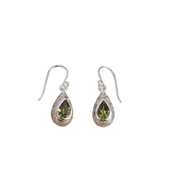 925 Sterling Silver Teardrop Earrings with Genuine Peridot Gemstones – Timeless Elegance for Every Occasion