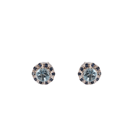 925 Sterling Silver Stud Earrings with Blue Topaz and Sparkling Blue Sapphire – Perfect for Elegant Everyday Wear