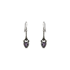 925 Sterling Silver Amethyst Stone Drop Earrings