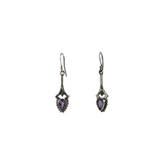 925 Sterling Silver Amethyst Stone Drop Earrings