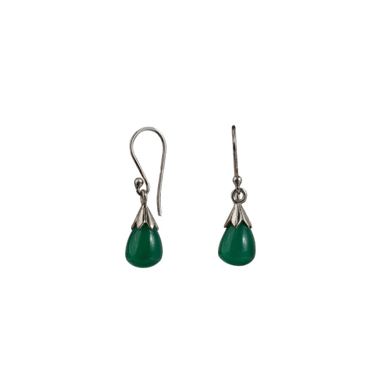 925 Luxury Sterling Silver Earrings for Women – Handcrafted with Green Onyx Stone, Elegant Statement Jewelry for Any Occasion