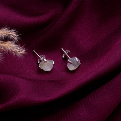 925 Silver Natural Moonstone Raw Crystal Earrings – Uncut Gemstone Studs in Sterling Silver for Women, Healing Stone Jewelry