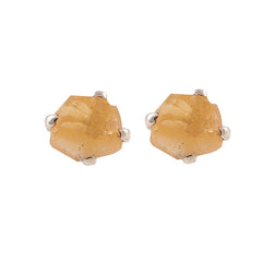 925 Silver Natural Citrine Raw Crystal Earrings – Uncut Gemstone Studs in Sterling Silver for Women, Healing Stone Jewelry (Copy)