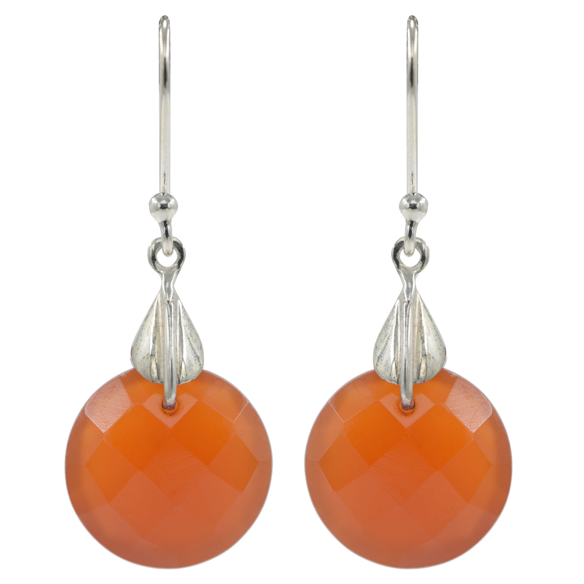 925 Silver Carnelian Stone Earrings | Vibrant Red-Orange Jewelry