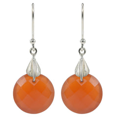 925 Silver Carnelian Stone Earrings | Vibrant Red-Orange Jewelry