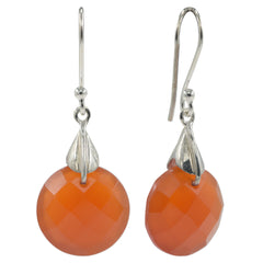 925 Silver Carnelian Stone Earrings | Vibrant Red-Orange Jewelry