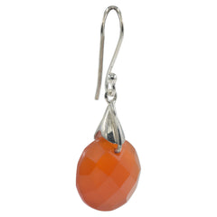 925 Silver Carnelian Stone Earrings | Vibrant Red-Orange Jewelry