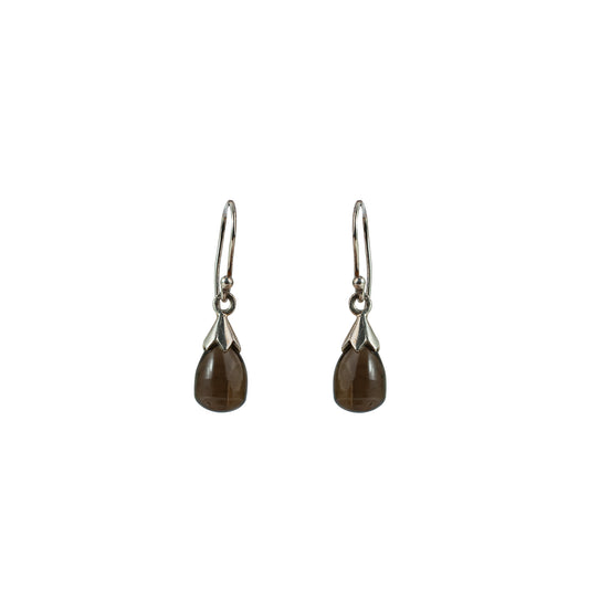 925 Elegant Sterling Silver Earrings with Smoky Quartz Gemstone – Handcrafted Jewelry for a Sophisticated Look